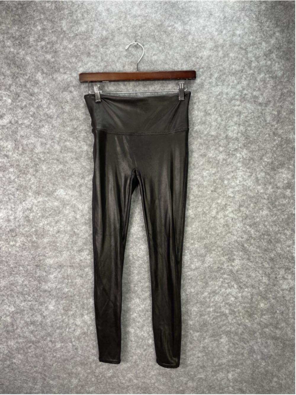 Spanx Faux Leather Leggings Womens Medium Black High Rise Shaping Pants Slimming